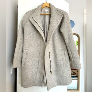 J. Crew 2019 Grey Italian Wool Blend Zippered Topcoat
